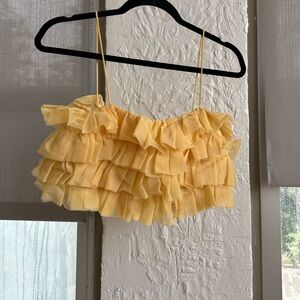 Zara ruffled textured crop top
